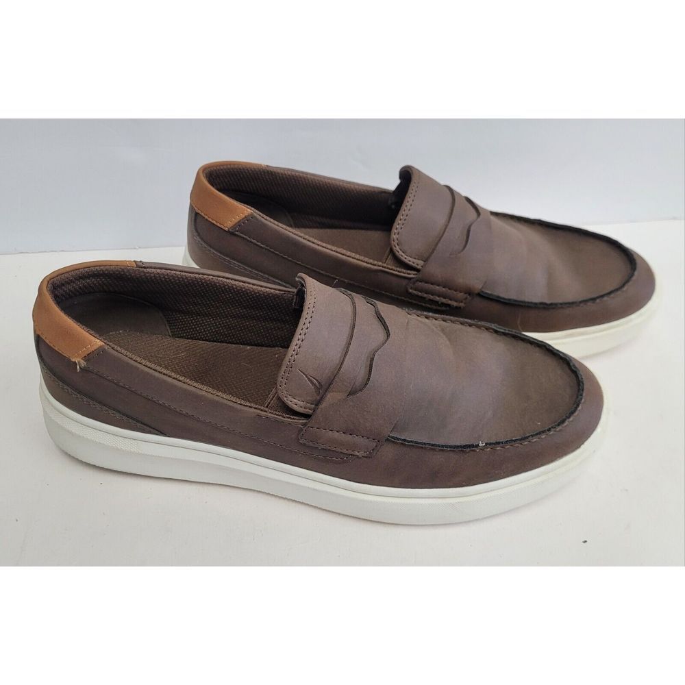 Nautica Men's Boat Shoe Casual‎ Loafers Comfort Sneaker Slip On Brown Size 9 EUC